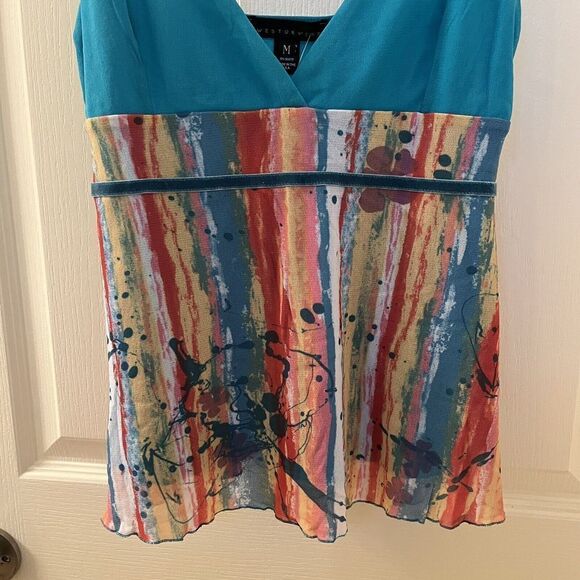 Weston Wear Y2K Mesh Spaghetti Strap Tank Top Paint Splatter Size Medium NEW - Picture 3 of 15